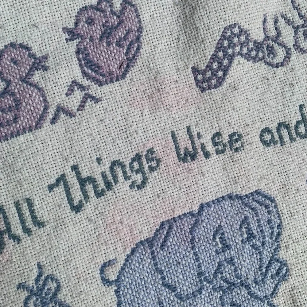 Vintage 1993 MWW All Things Bright and Beautiful Woven Tapestry Throw‎ Blanket